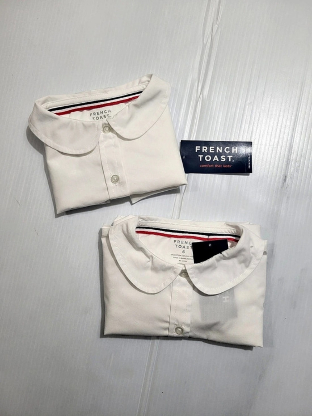 French Toast Long Sleeve Modern Peter Pan Collar Blouse White Peter Pan Collar 2